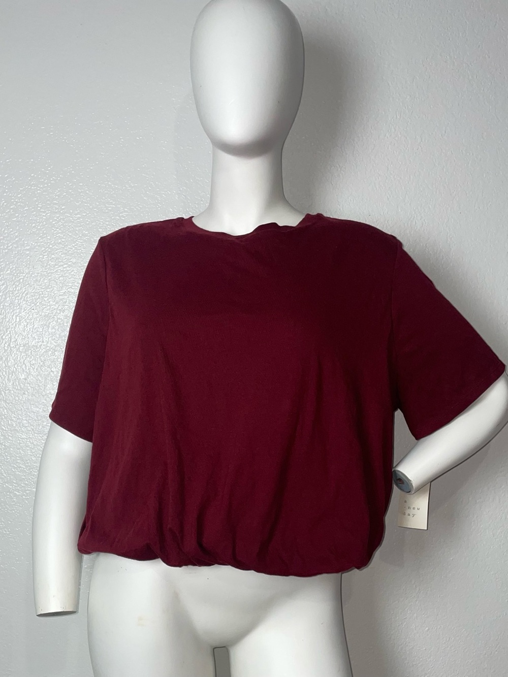 Women's Short Sleeve Blouson Tee in Burgundy xxl - Picture 1 of 3